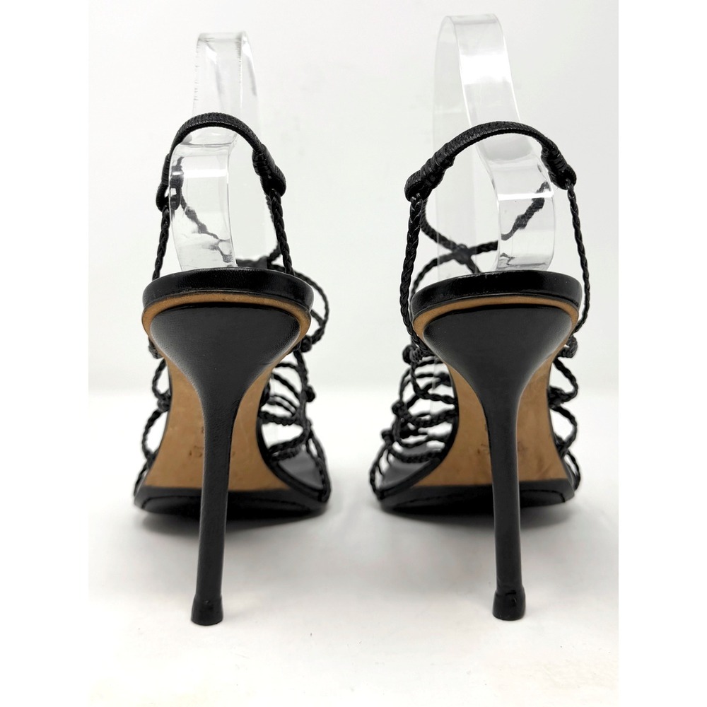 Gucci Black Strappy Heels Braided Leather Sandals 7.5 Y2K Tom Ford - Picture 5 of 9
